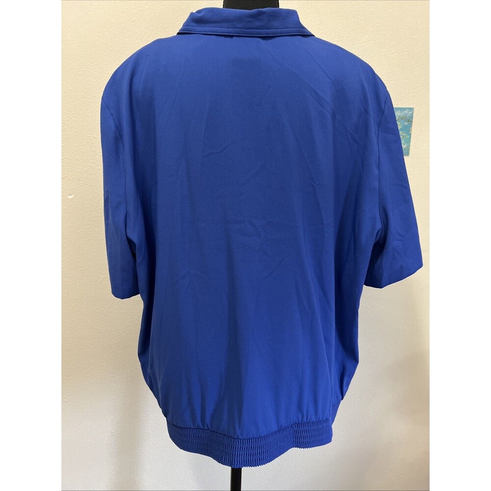 Women's Vintage 80s 90s Button Up Collared Short Sleeve Blouse 2x Shoulder Pads - Picture 3 of 5